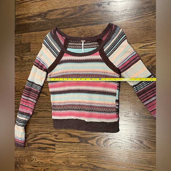 Free People L Brown/Cream Striped Sweater - Picture 6 of 6
